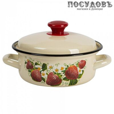 КМК 41804-082/6 кастрюля с крышкой, цвет бежевый с рисунком, сталь эмалированная, 1,5 л, Ø160×91 мм, Россия, 2 предмета