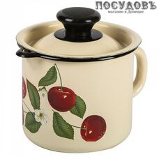 КМК 40204-072/4 кружка с крышкой объемом 1 л, цвет: бежевый с рисунком, сталь эмалированная, Ø120 мм, Россия, 1 шт