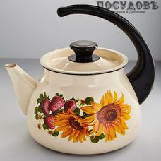 КМК 42704-122/6-У4 чайник объемом 3 л, сталь эмалированная, цвет: бежевый с рисунком, пластиковая ручка, Россия 1 шт