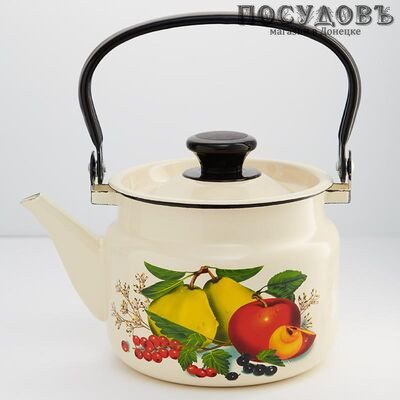 КМК 42704-102/6 чайник объемом 2 л, сталь эмалированная, цвет: бежевый с рисунком, стальная эмалированная ручка, Россия 1 шт