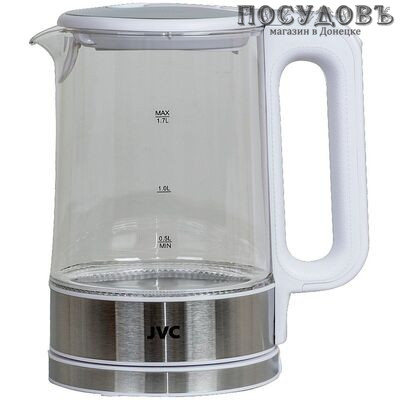 JVC JK-KE1520 white электрочайник, 2200 Вт, 1700 мл, стекло термостойкое, внутренняя подсветка, белый