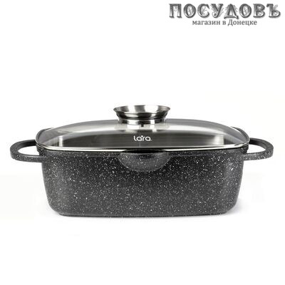 LARA Rio LR02-224 жаровня с крышкой, 5,7 л, Ø320×110 мм, алюминиевый сплав EN601, мраморное покрытие