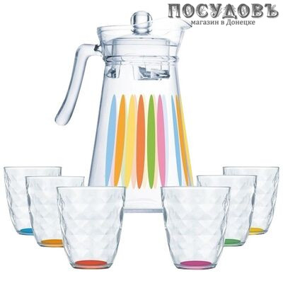 Luminarc Diamond rainbow P1080 набор для воды, стекло, 7 пр.