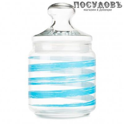 Luminarc Brush Mania Light Blue Q6018 банка для хранения со стеклянной крышкой, 750 мл, стекло