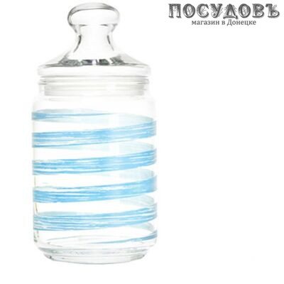 Luminarc Brush Mania Light Blue Q6105 банка для хранения со стеклянной крышкой, 1000 мл, стекло