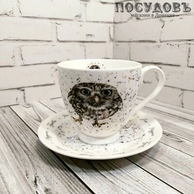 Quinsberry Owlet YQ2037 чайная пара, 440 мл, фарфор, в подарочной упаковке