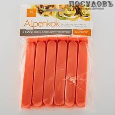 Alpenkok АК-0207, зажим для пакетов, 120 мм, пластик, цвет персиковый, в упаковке 6 шт.