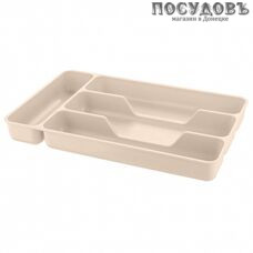 Phibo 433209207 лоток для столовых приборов, 4 секции, 280×176×35 мм, полипропилен, сливочный крем