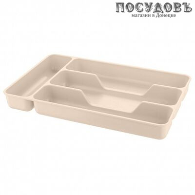 Phibo 433209207 лоток для столовых приборов, 4 секции, 280×176×35 мм, полипропилен, сливочный крем