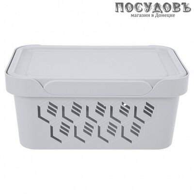 Бытпласт Deluxe 433205530 ящик с крышкой, полипропилен, 270×190×120 мм, 4,6 л, цвет светло-серый