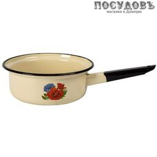 КМК 42004-082/4 ковш без крышки объемом 1,5 л, цвет: бежевый с рисунком, сталь эмалированная, Ø180 мм, Россия, 1 шт