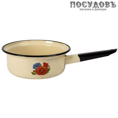 КМК 42004-082/4 ковш без крышки объемом 1,5 л, цвет: бежевый с рисунком, сталь эмалированная, Ø180 мм, Россия, 1 шт