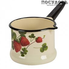 КМК 90104-072/4 ковш без крышки объемом 1 л, цвет: бежевый с рисунком, сталь эмалированная, Ø140 мм, Россия, 1 шт.
