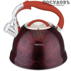 KING Hoff KH-1063 чайник со свистком, 2,7 л, сталь нержавеющая, цвет: темно-красный, 1 шт.
