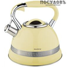 Klausberg KB-7246BG чайник со свистком, 2,7 л, сталь нержавеющая, цвет: желтый