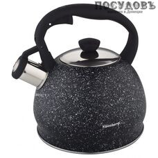 Klausberg KB-7320 чайник со свистком, 2 л, сталь нержавеющая, цвет: черный гранит, 1 шт.
