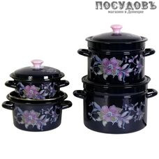 КМК Алиса-1 набор посуды, 4 кастрюли с крышками, сталь эмалированная, 8 пр.