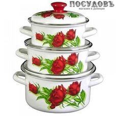 КМК Андорра-1 набор посуды, 3 кастрюли с крышками, сталь эмалированная, 6 пр. КМК Андорра-1 набор посуды, 3 кастрюли с крышками, сталь эмалированная, 6 пр.