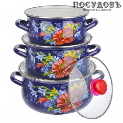 КМК Апрель-Экстра набор посуды, сталь эмалированная, синий, 6 пр.