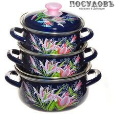 КМК Версаль-1 набор посуды, 3 кастрюли с крышками, сталь эмалированная, бостон, 6 пр.