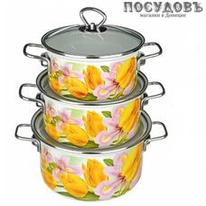 КМК Ирина-1 Элит набор посуды, сталь эмалированная, белый, 6 пр.