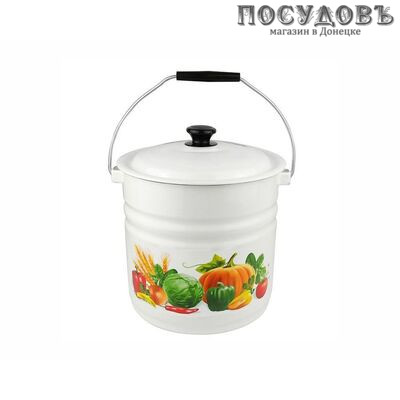 КМК Осенний урожай 41204-242/6-У2 ведро с крышкой, сталь эмалированная, 12,0 л, белый