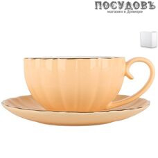 Коралл Миндальный крем ZL09782-1 чайная пара, фарфор, в упаковке 2 пр.