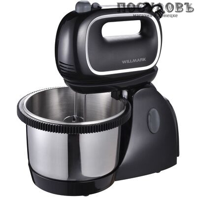 WillMark WTM-325B миксер с вращающейся чашей 3,2 л, 320 Вт, 4 скорости, цвет черный со стальным