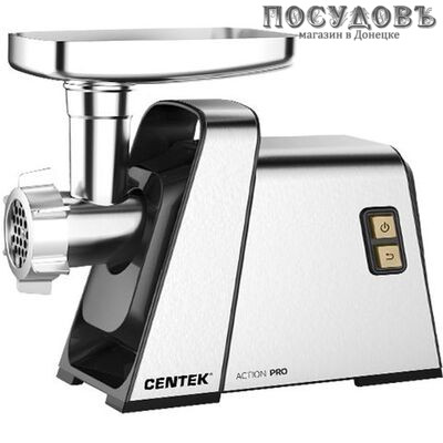 Centek CT-1618 мясорубка электрическая с насадками 2100 Вт 1 скорость, реверс есть, 2.1 кг/мин, корпус металл, цвет стальной