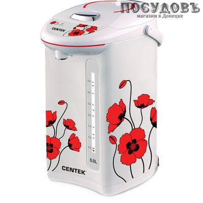 Centek CT-1080T термопот 5,0 л, 750 Вт, корпус: сталь, цвет белый с рисунком
