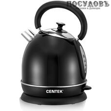Centek CT-1078 Black электрочайник, 2200 Вт, 2000 мл, сталь нержавеющая, цвет черный