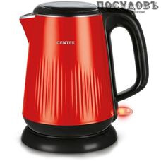 Centek 1025CT  электрочайник, 2200 Вт, 1 800 мл, двойной нержавейка/пластик, цвет красный