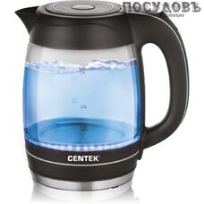 Centek CT-1075 электрочайник, 2200 Вт, 1800 мл, стекло термостойкое, внутренняя подсветка, цвет черный