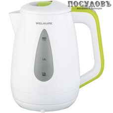 WillMark WEK-1807P электрочайник, 2200 Вт, 1700 мл, пластик, цвет белый с зеленым