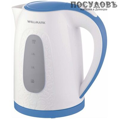 WillMark WEK-2009P электрочайник, 2200 Вт, 2000 мл, пластик, цвет белый с голубым