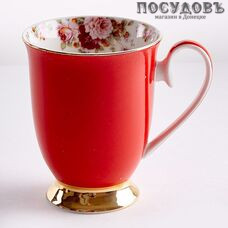 Beatrix МЛ041L1 кружка подарочная 350 мл, фарфор, красная с золотой обводкой, в подарочной упаковке 1 шт.