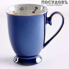 Beatrix МЛ044L1 кружка подарочная 350 мл, фарфор, Синий сапфир с золотой обводкой, в подарочной упаковке 1 шт.