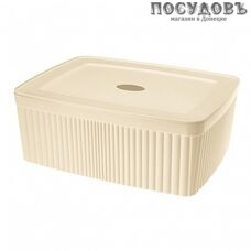 Бытпласт Velvet 433238907 лоток с крышкой, полипропилен, 295×225×110 мм, 6550 мл, цвет бежевый