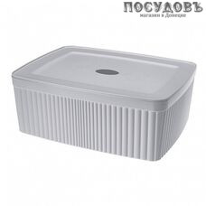 Бытпласт Velvet 433238930 лоток с крышкой, полипропилен, 295×225×110 мм, 6550 мл, цвет светло-серый