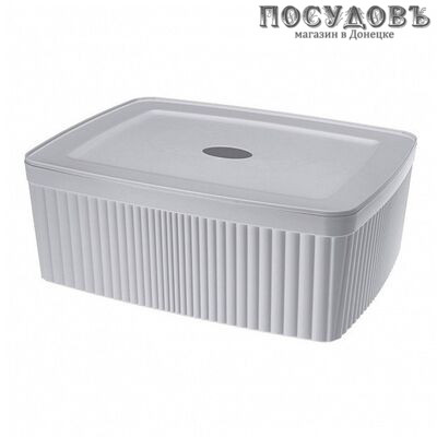 Бытпласт Velvet 433238930 лоток с крышкой, полипропилен, 295×225×110 мм, 6550 мл, цвет светло-серый