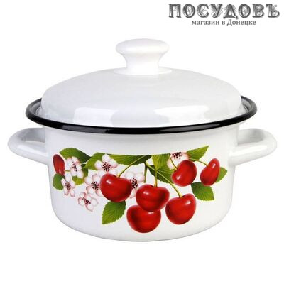 КМК 41804-102/6 кастрюля с крышкой, цвет белый с рисунком, сталь эмалированная, 2 л, Ø180×105 мм, Россия