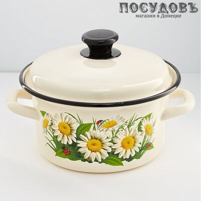 КМК 41804-102/6 кастрюля с крышкой бежевый с рисунком, сталь эмалированная, 2 л, Ø180×105 мм, Россия, 2 пр.