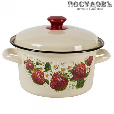 КМК 41804-122/6 кастрюля с крышкой бежевый с рисунком, сталь эмалированная, 3 л, Ø200×118 мм, Россия, 2 пр.