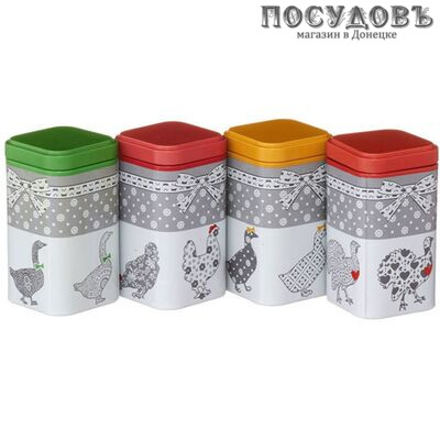 РФЖУ 024-01459 банки для хранения в наборе с крышкой, 50×50 мм×80 мм, 240 мл, жесть, Россия, в упаковке 4 шт.