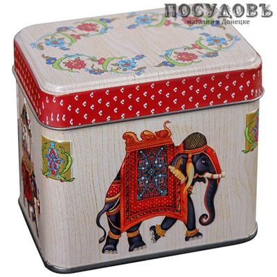 РФЖУ Индийский слон 060-01119 банка для хранения с крышкой, 98×67×98 мм, 600 мл, жесть, Россия 2 пр.