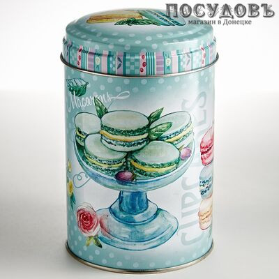 РФЖУ Десерт мятный 110-01711 банка для хранения с крышкой, Ø99×145 мм, 1100 мл, жесть, Россия 2 пр.