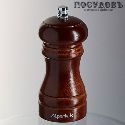 Alpenkok AK-7138K ручная мельница для специй, Ø50×115 мм, корпус дерево, керамические жернова, в упаковке 1 шт