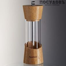 Alpenkok AK-7140K ручная мельница для специй, Ø50×165 мм, корпус акрил и дерево, керамические жернова, в упаковке 1 шт