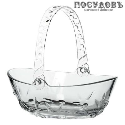 Pasabahce Perla 53793, корзина с ручкой, высота 86 мм, 164×230 мм, материал стекло, Россия, в упаковке 1 шт.