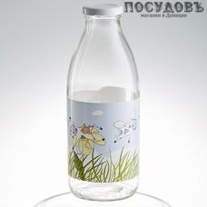 Атес "Счастливая корова" 123-13004, бутылка с крышкой объемом 750 мл, материал стекло, Россия 1 шт